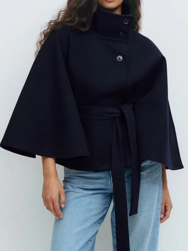 Novara Wool-Blend Cape Coat – Lacceti Novara Wool-Blend Cape Coat – Lacceti