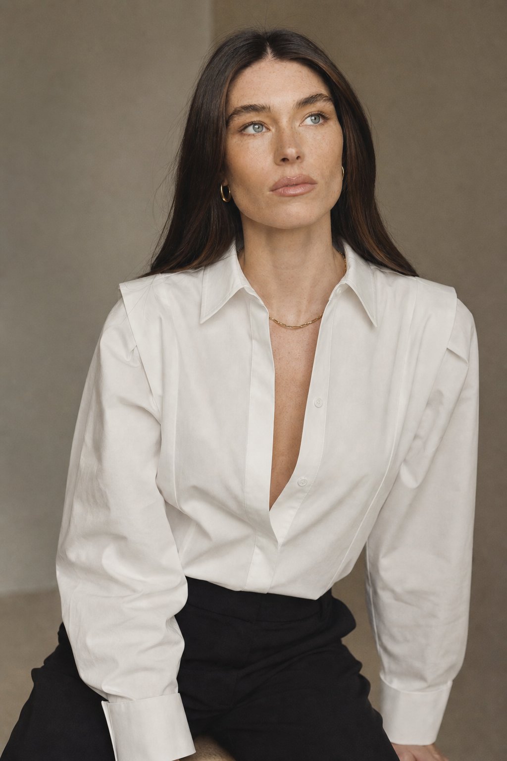 100% Organic Cotton Women's Classic Formal Blouse — White, banana_republic product shot