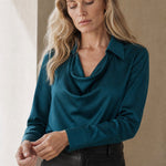 100% Silk full Sleeve Shirt — Blue, banana_republic product shot