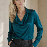 100% Silk full Sleeve Shirt — Blue, banana_republic product shot
