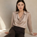 100% Silk full Sleeve Shirt — Camel, banana_republic product shot