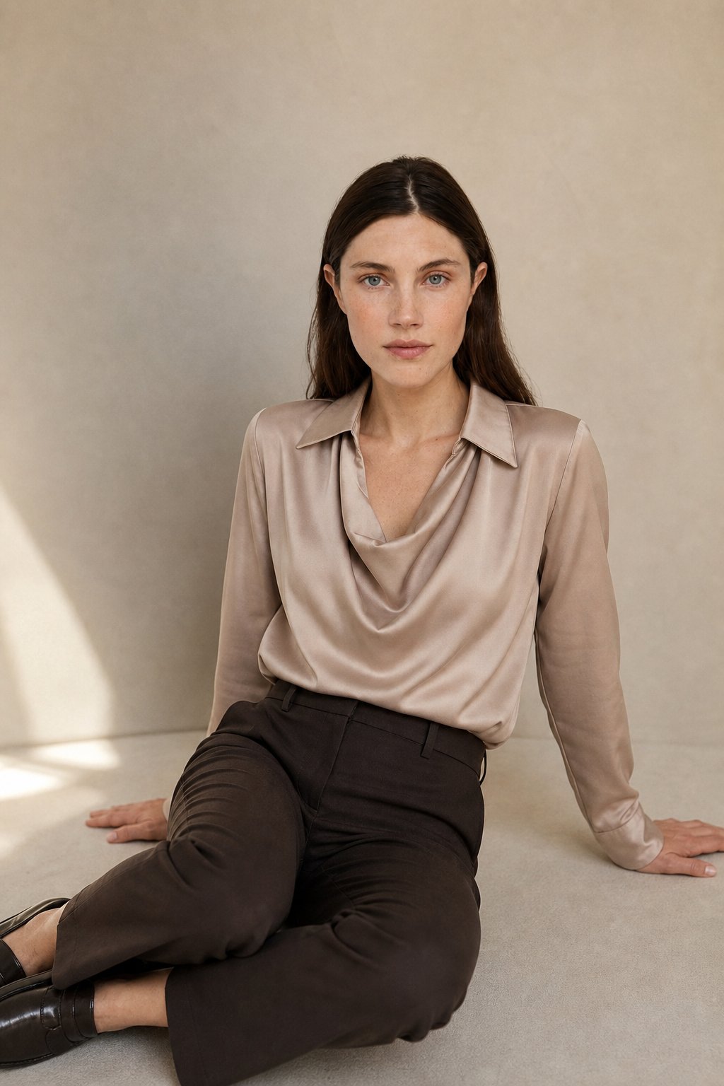 100% Silk full Sleeve Shirt — Camel, banana_republic product shot