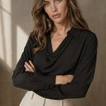 100% Silk full Sleeve Shirt — Black, banana_republic product shot