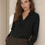 100% Silk full Sleeve Shirt — Black, banana_republic product shot