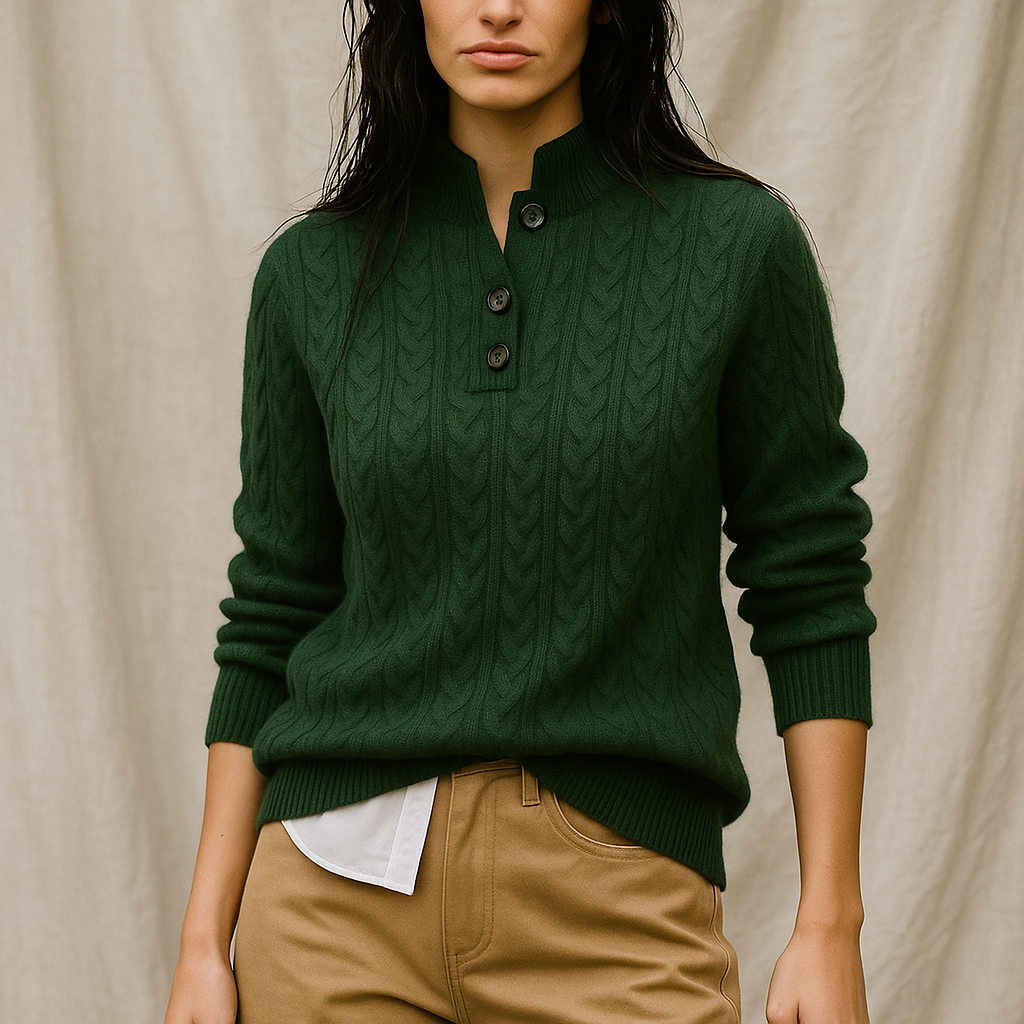 Arden Button-Up Cashmere Sweater