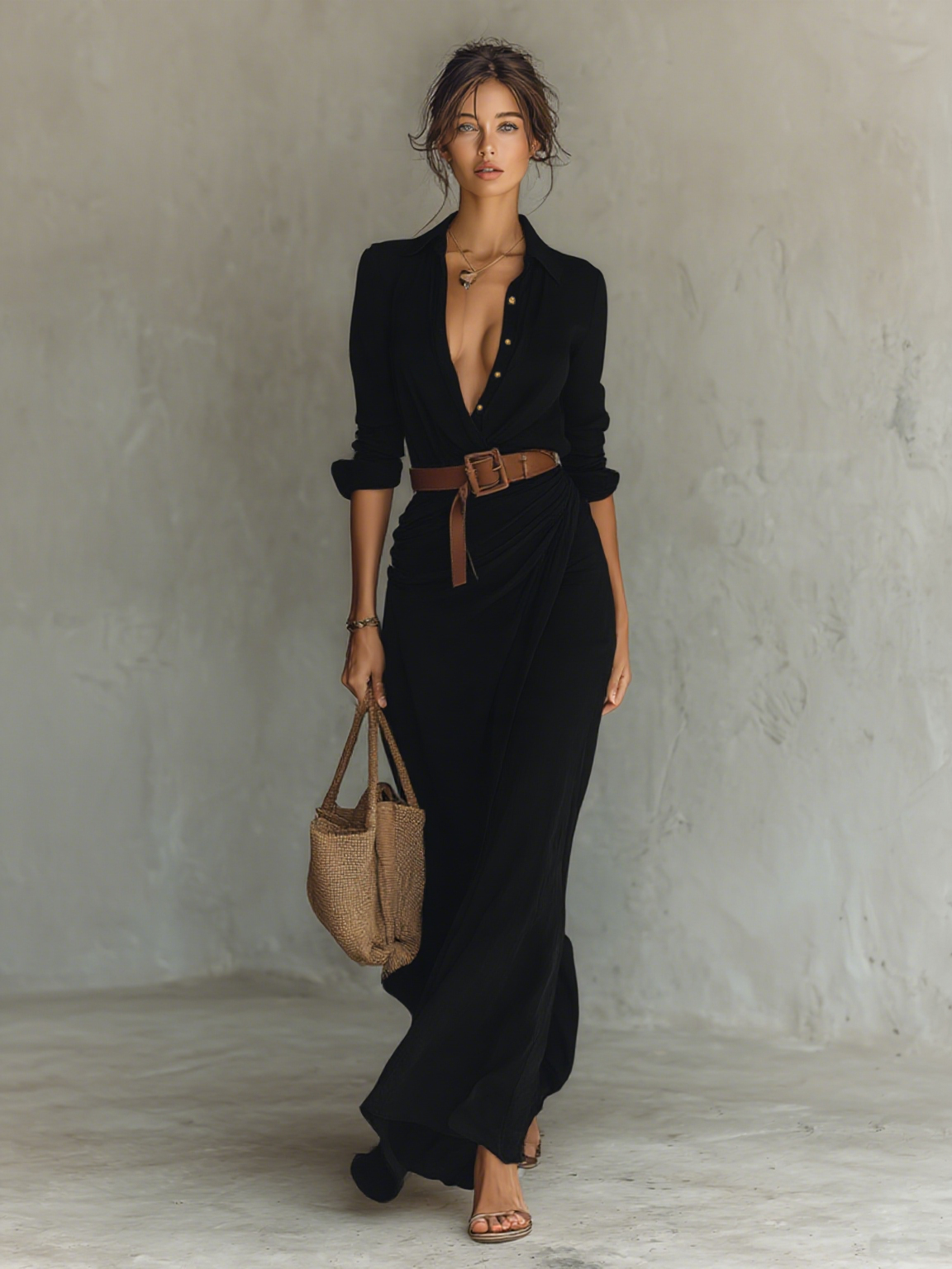 Selene Lapel Maxi Dress