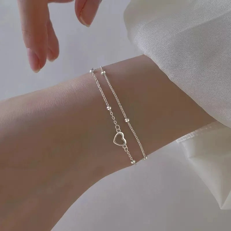 Seoul Double Heart Bracelet in Camel — Bracelets