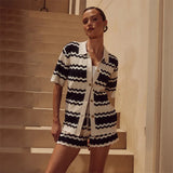 Women's Crochet Knit Cover Up Set Striped