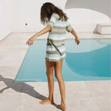 Women's Crochet Knit Cover Up Set Striped