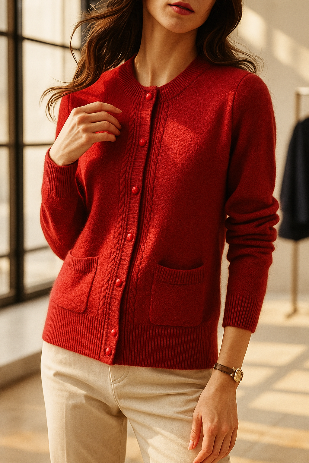 Maribelle Pearl Trim Cardigan