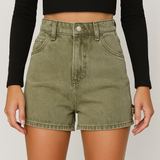 Madison Cotton Denim High-Waist Shorts