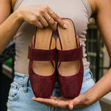 Women’s Leather Square Toe Chunky Heel Mules