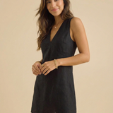 Women’s Linen V-Neck Sleeveless Mini Dress