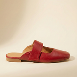 Women’s Leather Square Toe Chunky Heel Mules
