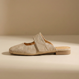 Women’s Leather Square Toe Chunky Heel Mules