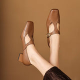 Celeste Italian leather T-Buckle Pump