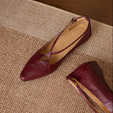 Cala Italian Leather Cross-Strap Pointed Flat