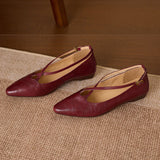 Cala Italian Leather Cross-Strap Pointed Flat