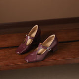 Celeste Italian leather T-Buckle Pump