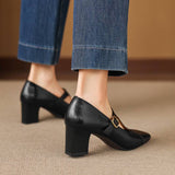 Celeste Italian leather T-Buckle Pump