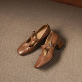 Celeste Italian leather T-Buckle Pump