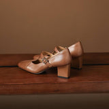 Celeste Italian leather T-Buckle Pump