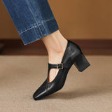 Celeste Italian leather T-Buckle Pump