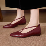 Cala Italian Leather Cross-Strap Pointed Flat