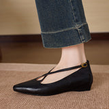 Cala Italian Leather Cross-Strap Pointed Flat