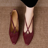 Cala Italian Leather Cross-Strap Pointed Flat