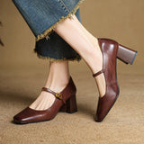 Capri Genuine Leather Mary Jane Heel