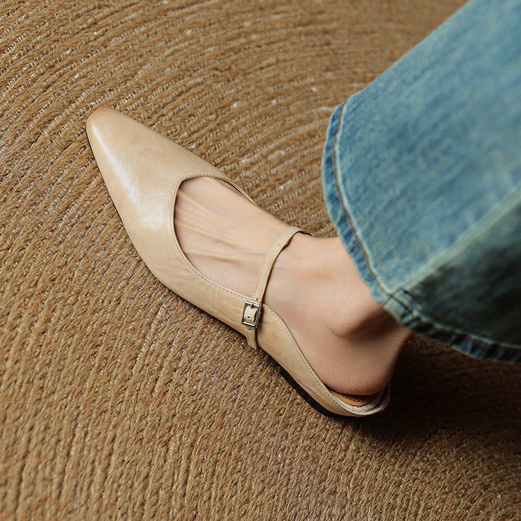 Valencia Genuine Leather Mules in Camel — Flats
