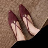 Cala Italian Leather Cross-Strap Pointed Flat