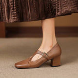 Celeste Italian leather T-Buckle Pump