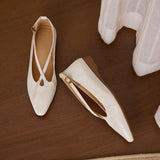 Cala Italian Leather Cross-Strap Pointed Flat