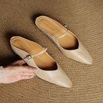 Valencia Genuine Leather Mules in Camel — Flats