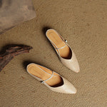Valencia Genuine Leather Mules in Camel — Flats