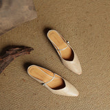 Valencia Genuine Leather Mules in Camel — Flats