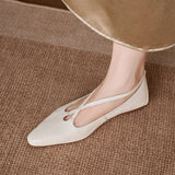 Cala Italian Leather Cross-Strap Pointed Flat