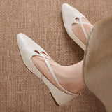 Cala Italian Leather Cross-Strap Pointed Flat