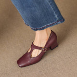 Celeste Italian leather T-Buckle Pump