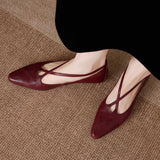 Cala Italian Leather Cross-Strap Pointed Flat