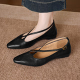Cala Italian Leather Cross-Strap Pointed Flat