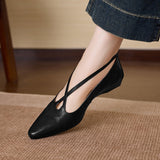 Cala Italian Leather Cross-Strap Pointed Flat