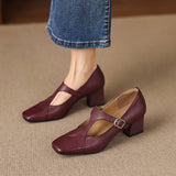 Celeste Italian leather T-Buckle Pump
