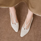 Cala Italian Leather Cross-Strap Pointed Flat