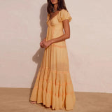 Women's Long Maxi Dress – Puff Sleeve