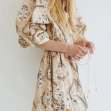 Women's Floral Mini Dress Long Sleeve Bohemian