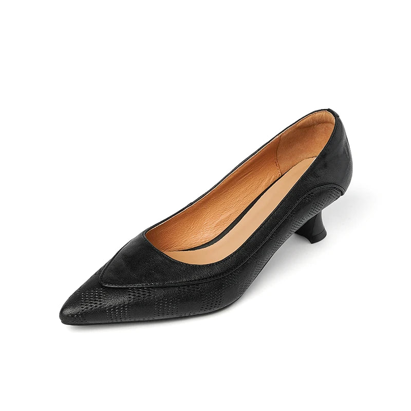 The Cognac Leather Kitten Heel Pump