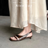 Biarritz Italian leather Line-Tied Heel